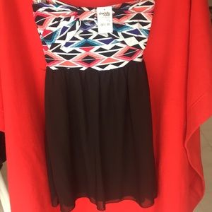 💥Charlotte Russe Black/multi strapless dress